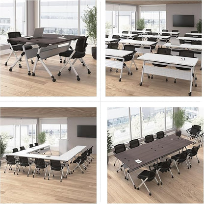 Bush Business Furniture Folding Training Table, 60 inch Desk, Commercial-Grade Bundle for Office or Classroom, Envision Collection, Gray