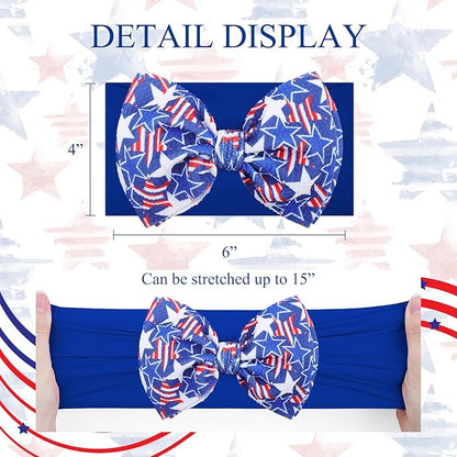YanJie Baby Patriotic Handmade Stretchy Headbands - 4th of July Stars for Girls, Infants, Toddlers