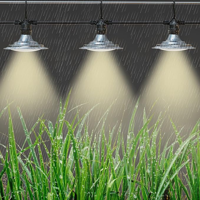 Outdoor LED Grow Lights for Greenhouse 12-Light Waterproof String Grow Light, Full Spectrum LED Plant Grow Light Lamp, Waterproof Greenhouse Grow Lights for Seedling, Veg, Flower