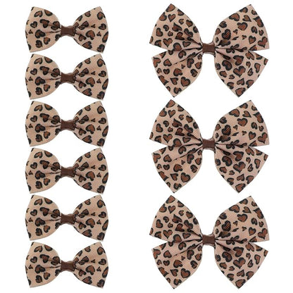 Qianyu Leopard Hair Bow Clips Cheetah Print Costume Accessories Fully Lined Polka Dot Alligator Clip Baby Barrettes Hairpins Aesthetic Ponytail Holder for Women Girls Teens Kids (9 hairpins)