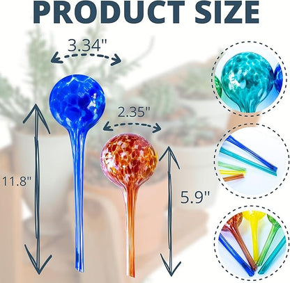 2 Large 3 Small Glass Plant Watering Globes - Plant Watering Devices - Plant Watering Bulbs - Self Watering Spikes - Self Watering Planter Insert - Free Moisture Meter Cotswold Homeware