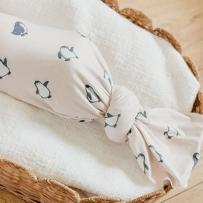 Copper Pearl Penguins Knit Blanket Single