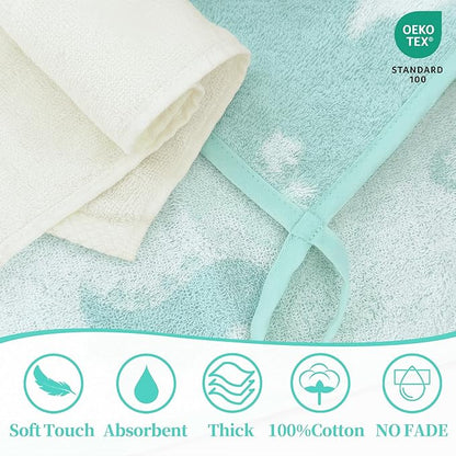 VOOVA & MOVAS Dino & Ivory Ultra-Soft Baby Washcloths – 100% Cotton, Highly Absorbent – 12"x12", 6 Pack – Newborn Towels – Baby Essentials – Perfect Set