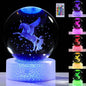 JEWUNO 3D Unicorn Gifts for Women - Crystals Ball Figurines Decor Glass Animals Stuff for Room Birthday Keepsake Paperweight