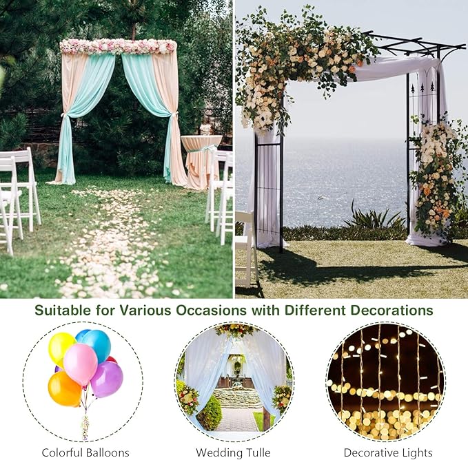 Giantex Garden Arbor Wedding Arch for Ceremony Party, Metal Trellis Archway for Climbing Plants Rose Grape Vines, Steel Frame Pergola Decoration for Backyard Patio Lawn Pathway, Easy to Assemble