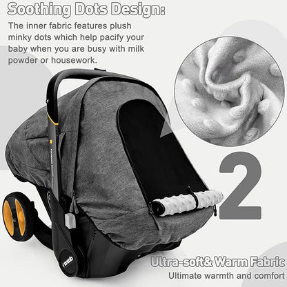 Waterproof Baby Car Seat Cover Compatible with Doona Car Seat and Stroller,Patented Windproof Car Seat Canopy for Boys & Girls, Keeps Babies Warm and Coz(Gray)