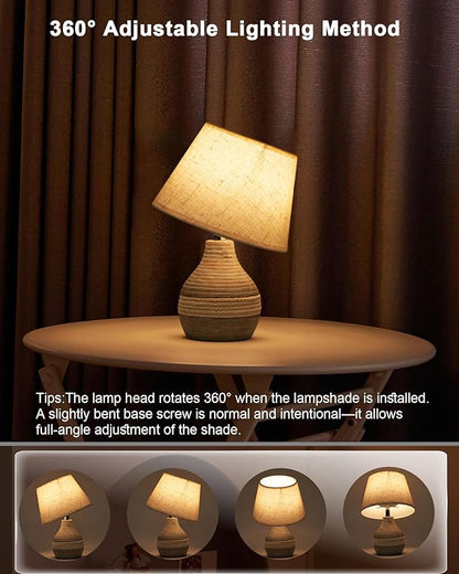 10" H Small Rechargeable Cordless Ceramic Table Lamp with Remote, RGB & Warm White Light, Timer & Dimmer, Battery Table Lamp with Linen Shade for Patio, Bedroom, Living Room, Dining Table