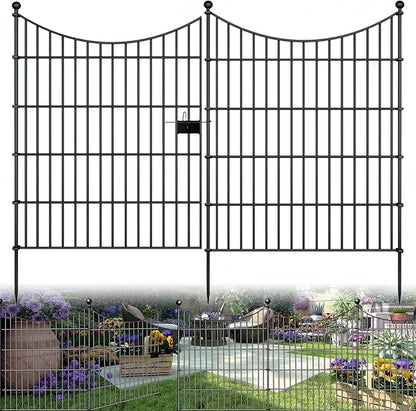 10 Panels Garden Fence Dog Fence Outdoor for Yard, 32in H x 23.6ft L Rustproof Metal Fencing with Ground Stakes | No Dig Animal Proof Containment for Pets/Rabbits | Durable Patio Security Panels