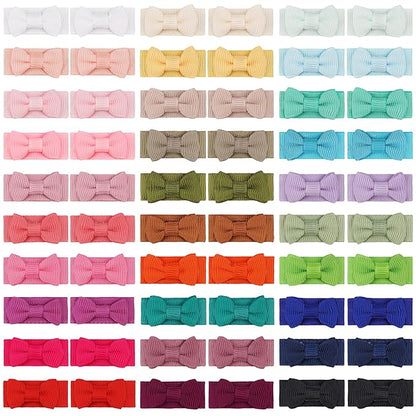 CÉLLOT 60Pcs Baby Hair Clips 1.2" Tiny Baby Bows Snap Hair Clips for Thin Hair Grosgrain Ribbon Hair Bows Clips for Baby Girls Toddlers Infant in Pairs