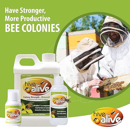 HIVE ALIVE Liquid Concentrate Bee Feed Supplement - Honey Bee Liquid Food Stimulant - Beekeeping Fall Spring Feeding Enhancer, Lowers Winter Mortality, Boost Gut Health, Colony Size - 100 ml, 10 Hives
