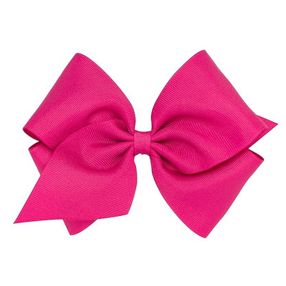 Wee Ones Girls' Classic Grosgrain Hair Bows with Plain Wrap Center, No-Slip Hair Clip, Handmade, Shocking Pink, Mini King