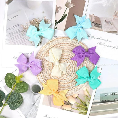 Baby Hair Clips for Girls 40PCS - 2" Girls Fully Lined Bows Hair Pins Tiny Hair Bows Alligator Clips for Baby Girls Infants Toddlers 40 Colors