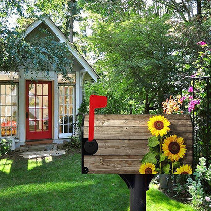 Summer Sunflowers Mailbox Covers Oversized Vintage Board Floral Mailbox Wrap Welcome Seasonal Flowers Post Letter Box Cover Mailbox Post Cover Large Size 25.5" X 21" for Garden Yard Decor