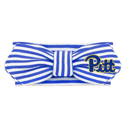 Creative Knitwear Pitt Panthers Infant Girls Royal/White Striped Hair Knot Headband Embroidered Logo - Size Newborn - 4T