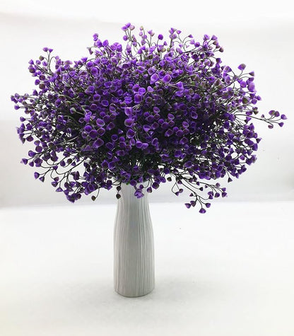CATTREE Artificial Plants Shrubs Bushes, Plastic Fake Flowers Wedding Indoor Outdoor Home Garden Verandah Kitchen Office Table Centerpieces Arrangements Christmas Decoration - Deep Purple 4 pcs