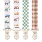 Stadela Baby Fabric Pacifier Clip Holder, Plastic Clip, 4‑Pack, Construction Pattern, Otto Set