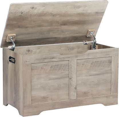 31.5" Storage Chest, Wooden Storage Bench, Lift Top Toy Chest with 2 Safety Hinges, Large Toy Box, Entryway Shoes Bench for Living Room, Bedroom, Grey