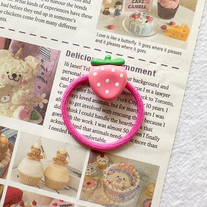 Strawberry Snap Clips Baby Girls Fruit Hair Bow Clips Strawberry Hair Ring Tie BBW24 (Set-E)
