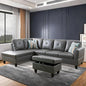 L Shaped Sectional Sofa with Ottoman, Leather Right Facing Modern Couches for Living Room, Bedroom, Office