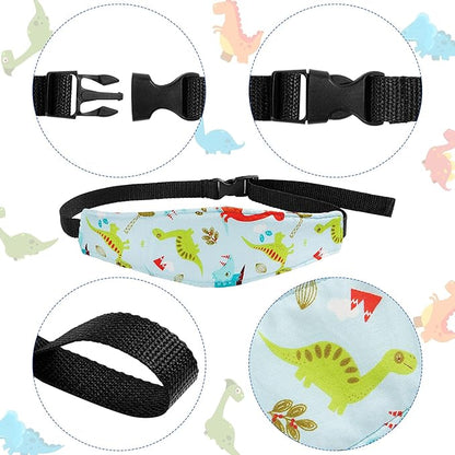 HESTYA 2 Pcs Carseat Head Support Toddler, Stroller Seat Headrest for Sleeping Traveling, Neck Relief Headband Strap for Kids Children Toddler Infant(Dinosaur and Dolphin)