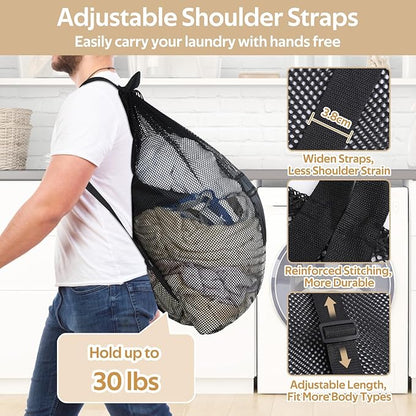 OTraki Mesh Laundry Bag Backpack 24x32 Inch Gym Drawstring Backpack Travel