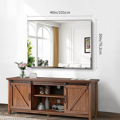 Beveled Bathroom Mirror, 30x40 Large Frameless Mirrors for Over Sink, Upgraded Shatterproof Beveled Frameless Vanity Mirror for Bathroom,Bedroom,Living Room and Entryway