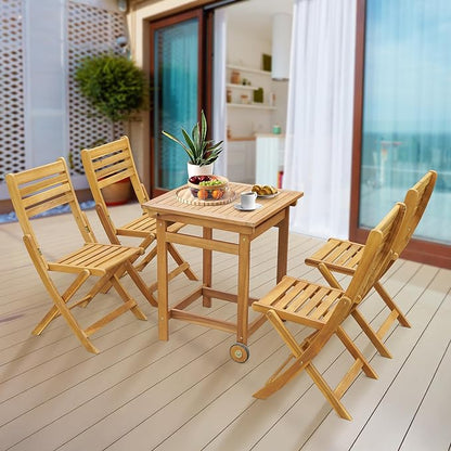 Tranquillo Anya Acacia Wood Folding Chairs Set of 2 – 400lbs Capacity, No Assembly Needed, Indoor & Outdoor Wooden Foldable Dining Chairs, Space-Saving & Portable Design for Home & Events