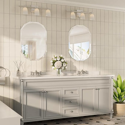 TokeShimi 20x28 Irregular Wall Mirror Beveled, Frameless Mirror Bathroom Stylish, Shatterproof Decorative Oval Bathroom Vanity Mirrored Round Modern for Living Room, Entryway, Restroom