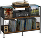 Large Vintage Record Player Table with 4 Adjustable Dividers, Vinyl Record Storage Cabinet for Up to 350 Albums, Medieval Turntable Stand for Living Room, Bedroom (Patent Pending)