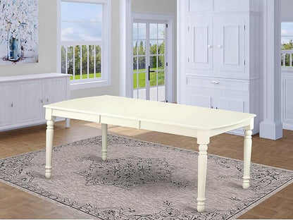East West Furniture DOT-LWH-T Dover Modern Kitchen Table - a Rectangle Dining Table Top with Butterfly Leaf & Stylish Legs, 42x78 Inch, Linen White