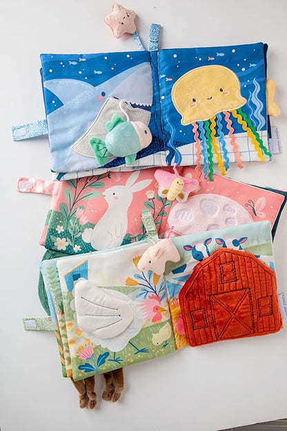 Stephen Joseph, Soft Fabric Book, Soft Activity Baby Book - 6 Sensory Filled Pages, Sensory Toys for Babies and Toddlers, Farm