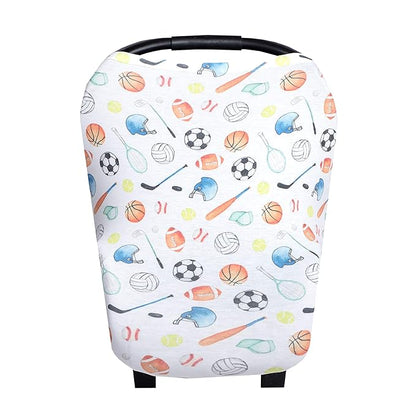 Baby Car Seat Cover Canopy and Nursing Cover Multi-Use Stretchy 5 in 1 Gift Varsity by Copper Pearl
