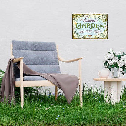 Custom Garden Sign, Christmas Present, Personalized Name for Vegetable Patch and Backyard Décor Sign, 10x14 Inches, Rust Free .040 Aluminum, Fade Resistant, Made in USA by Sigo Signs