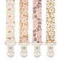 Stadela Baby Pacifier Clip Holder - Girl 4 Pack Gift Set – Boho Modern Pink and Beige Flowers Floral (Nolana)