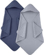 Susurration Hooded Baby Towels for Newborn 2 Pack 100% Muslin Cotton Towel for Babies，Highly Absorbent and Newborn Essential 30x30 Inch Gray&Blue