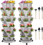 Vertical Planter 7 Tier Stackable Planters Garden Planters Strawberry Herb Flower and Vegetable Planter Indoor Outdoor Gardening Pots with Removable Wheels and Tools 2-Pack