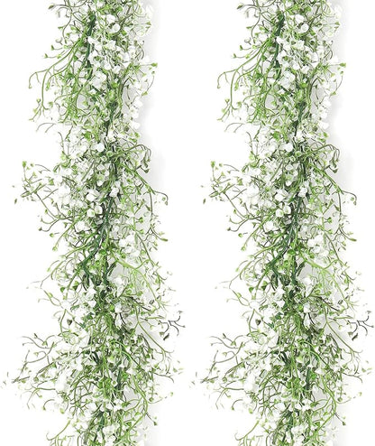 RECUTMS Artificial Hanging Plant 2Pcs 5.6Ft Fake Garland Plant Greenery Faux Ferns Leaves Ivy Garland for Home Indoor Outdoor Wedding Farmhouse Mantle Table Centerpiece Party Garden Decor(White)