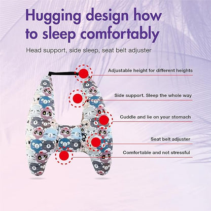 Car Pillow for Kids, Car Neck Head Support Cushion Set,Travel car seat Safety Pillow,h Shape car Sleeping Pillow Kids,Pillow case can be Disassembled and Washed (B)