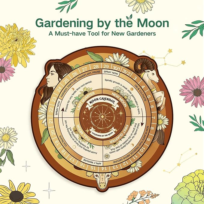 LUSH&DEW Zodiac Garden Seed Bank, 12 Varieties Non-GMO USA-Sourced Heirloom Herb Flower Seeds with Moon Calendar, Gardening Gift for Women Men, Witchcraft Supplies, Earth Sign (Taurus Virgo Capricorn)
