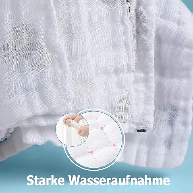 Soft Newborn Essentials - Muslin Washcloths & Towels for Sensitive Skin - 10 Pack, 10x10 Inches - Baby Register Shower Gift