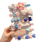 (12 Pcs) Super Cute Lovely Warm Autumn Winter Spring Theme Kid's Hairpin Flower Floral Bear Bowknot Hair Clips Hair Decoration Women Girls Salon Hairstyle Hairdressing Grip -Pink 2