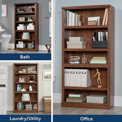 Sauder Miscellaneous Storage 5 Split Bookcase/Book Shelf, L: 35.28" x W: 13.23" x H: 69.76", Oiled Oak finish