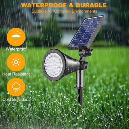 Solar Spot Lights Outdoor, 36 LEDs Solar Landscape Lighting with 2200mAh, Outdoor Lights Auto On/Off 2-in-1 Wall or Ground Solar Powered for Yard Garden- 2 Pack (Warm White)
