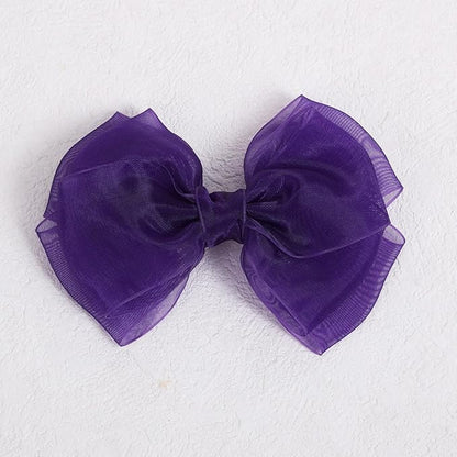 Dark Purple Mesh Hair Bows Clips 4" Organza Ribbon Hair Barrettes Alligator Hairpins for Girls Fall Birthday Wedding Party Dress Outfit Decor Accessory Teens Back to School Gift