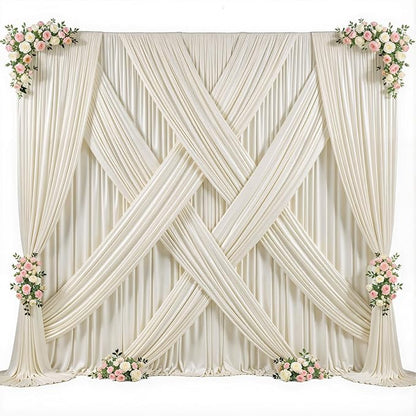 4 Panels Beige Backdrop Curtain for Baby Shower Wrinkle Free 20ft x 10ft Backdrop Drapes Panels for Parties Wedding Bridal Shower Birthday Photo Photography Fabric Background Decoration