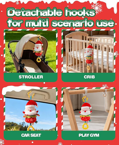 Jollybaby Car Seat Stroller Crib Hanging Toy for Baby 6-12-18-36 Months, My Baby First Christmas Santa Claus Musical Pull String Toys, Tummy Time Infants/Newborns Easter Gifts for Boy and Girl