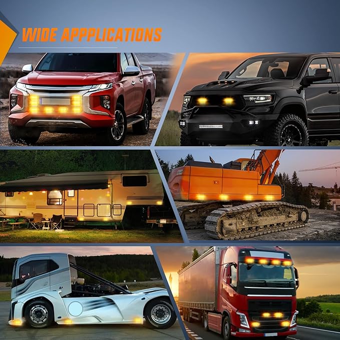 Nilight 4PCS LED Strobe lights 12V 24V Sync Feature Amber 24LED Emergency Hazard Warning Lights with Controller Hard Wire or Cigarette Lighter Plug for Car Truck RVs Campers