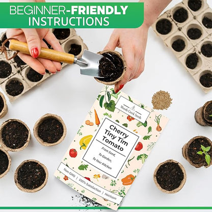 Woods Creek Seeds: Tiny Tim Tomato Seeds for Planting - Heirloom Tomato Seeds for Planting Outdoors, Indoors, Patio or Home Plant Garden - Non-GMO Seed Pack of Dwarf Cherry Tomatoes