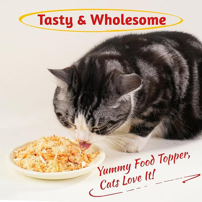 Just Try 8 OZ Raw Antarctic Krill Freeze Dried Cat & Dog Food Toppers Mixers Meal Toppers Low Calorie with Real Chicken Egg Yolk, High Protein Food Toppers Omega 3 for Picky Eaters Skin & Coat Support