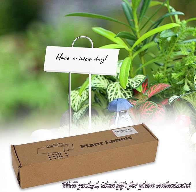 FORUP Metal Plant Labels, 30 Pack Garden Label Markers, Weatherproof Garden Stake Tags, Reusable Planting Gardening Markers, White